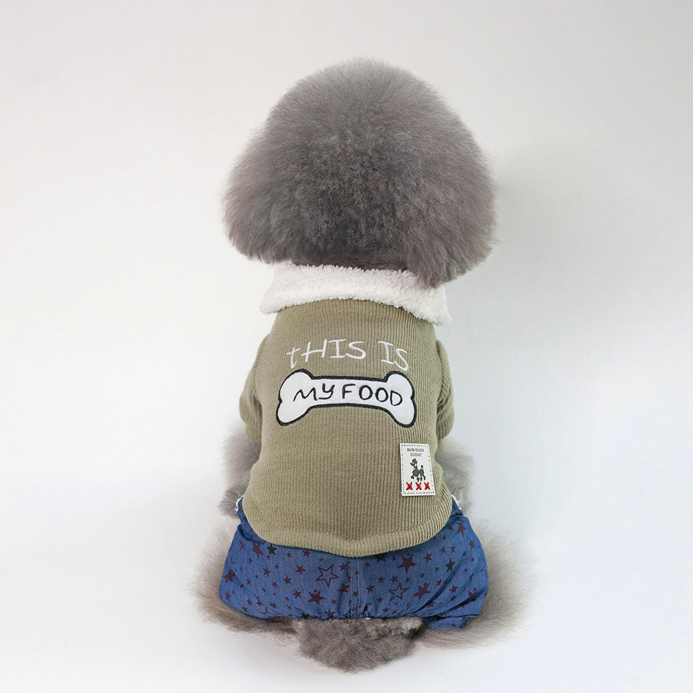 Soft Comfortable Dog clothing with fur collar